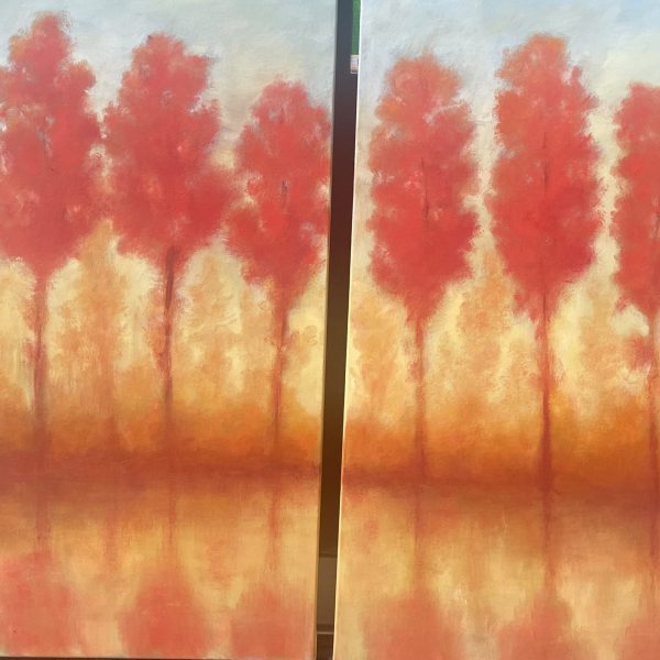 Crimson Refection Diptych Crimson Refection Diptych 18" x 30", Two Pieces, Oil on Canvas