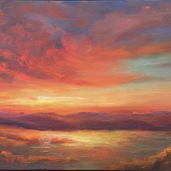 Fiery Sunset on the Lake