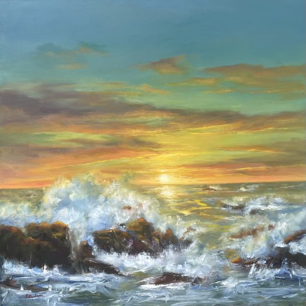 Sunset on Crashing Waves