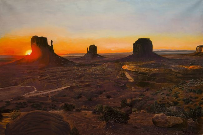 Sunrise in Monument Valley 24″ x 36″ Oil on Canvas